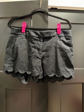 J. Crew Black Scallop Mid-Rise Waist Shorts